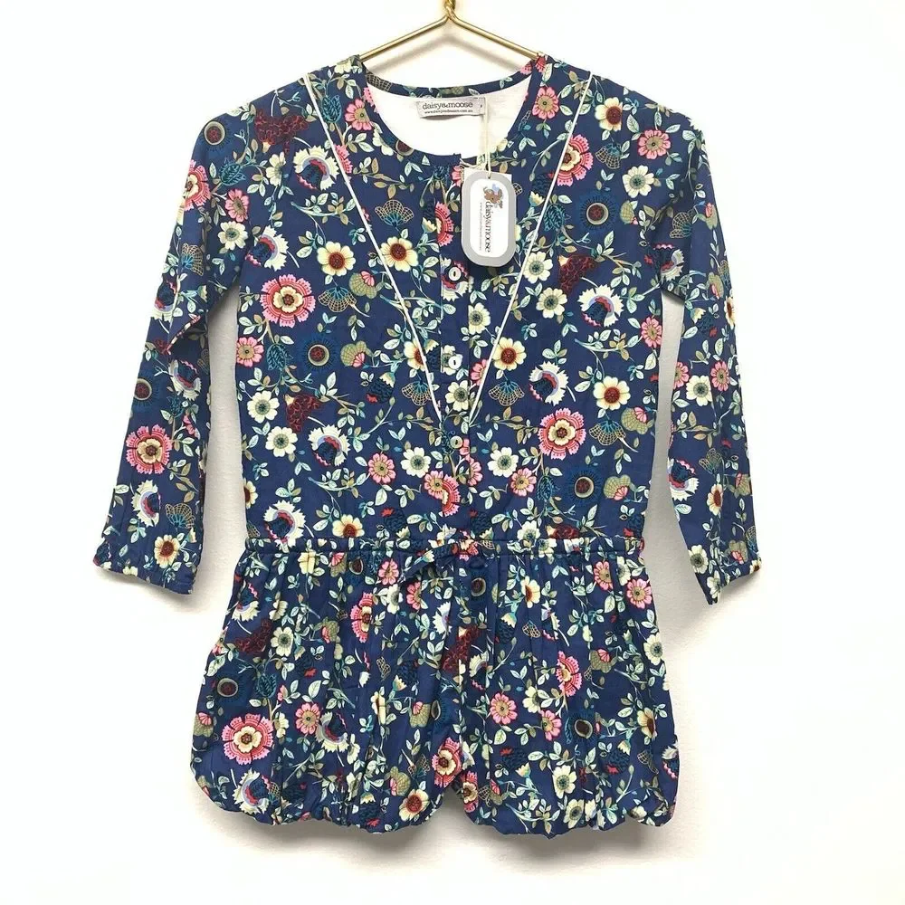 Daisy & Moose Bubble Romper Playsuit Girls‎ Australian Size 8 Teal Jersey Lined